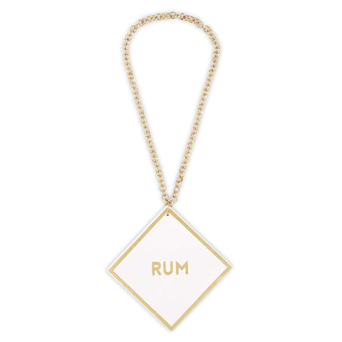 Rum label Santa Barbara Design Studio leather tag for quick liquor identification.