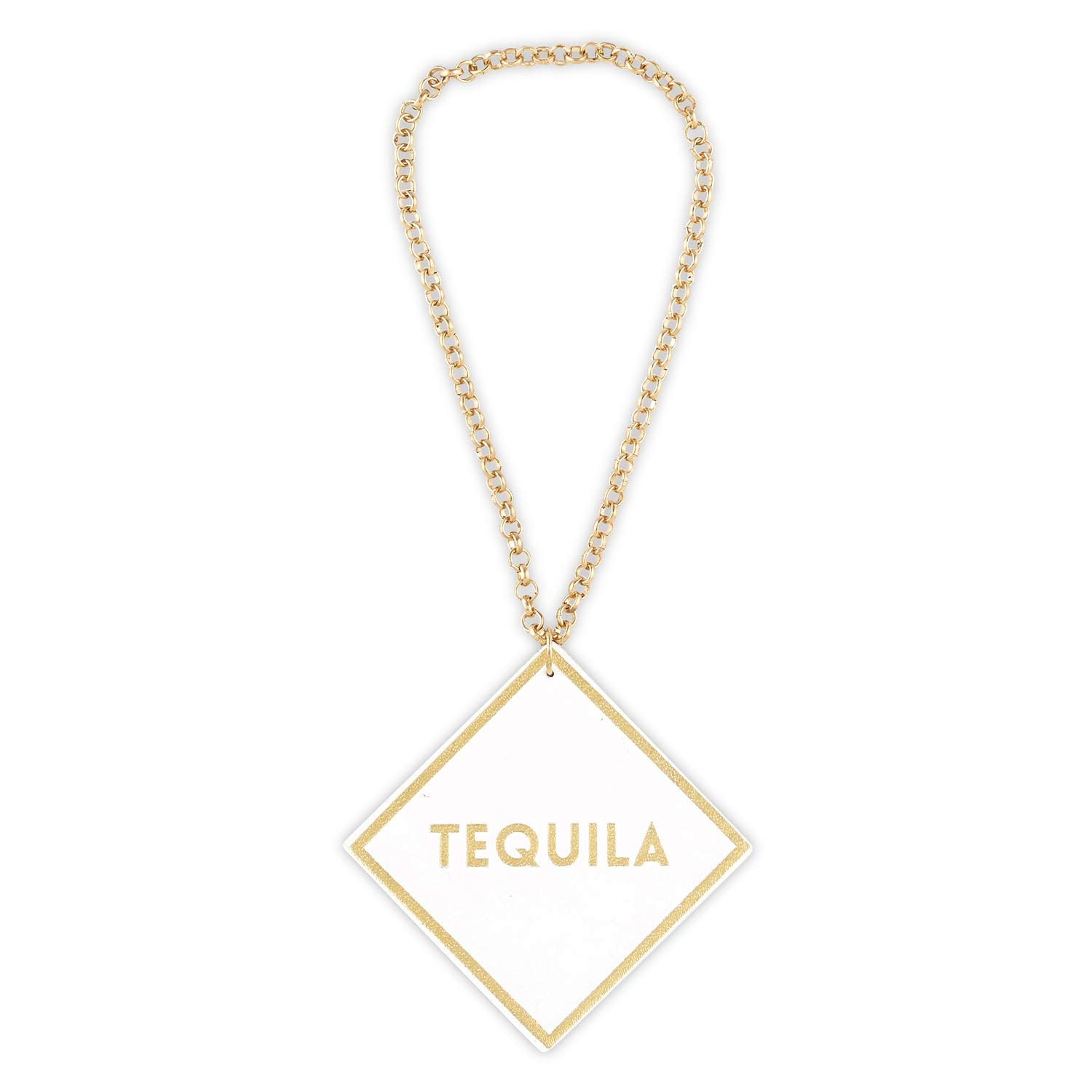 Tequila label Santa Barbara Design Studio leather tag with white finish.