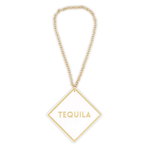 Tequila label Santa Barbara Design Studio leather tag with white finish.
