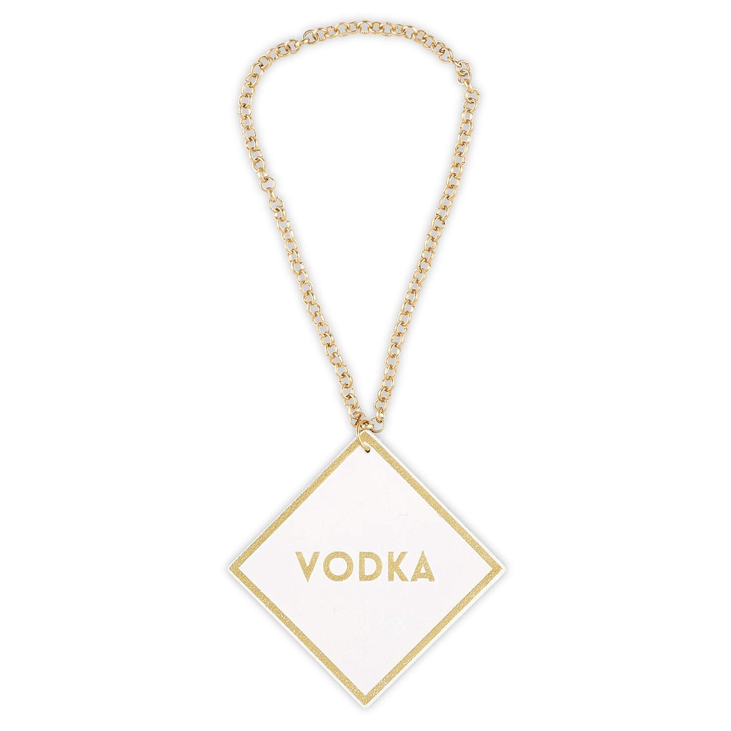 Whiskey label Santa Barbara Design Studio leather tag with gold accents.