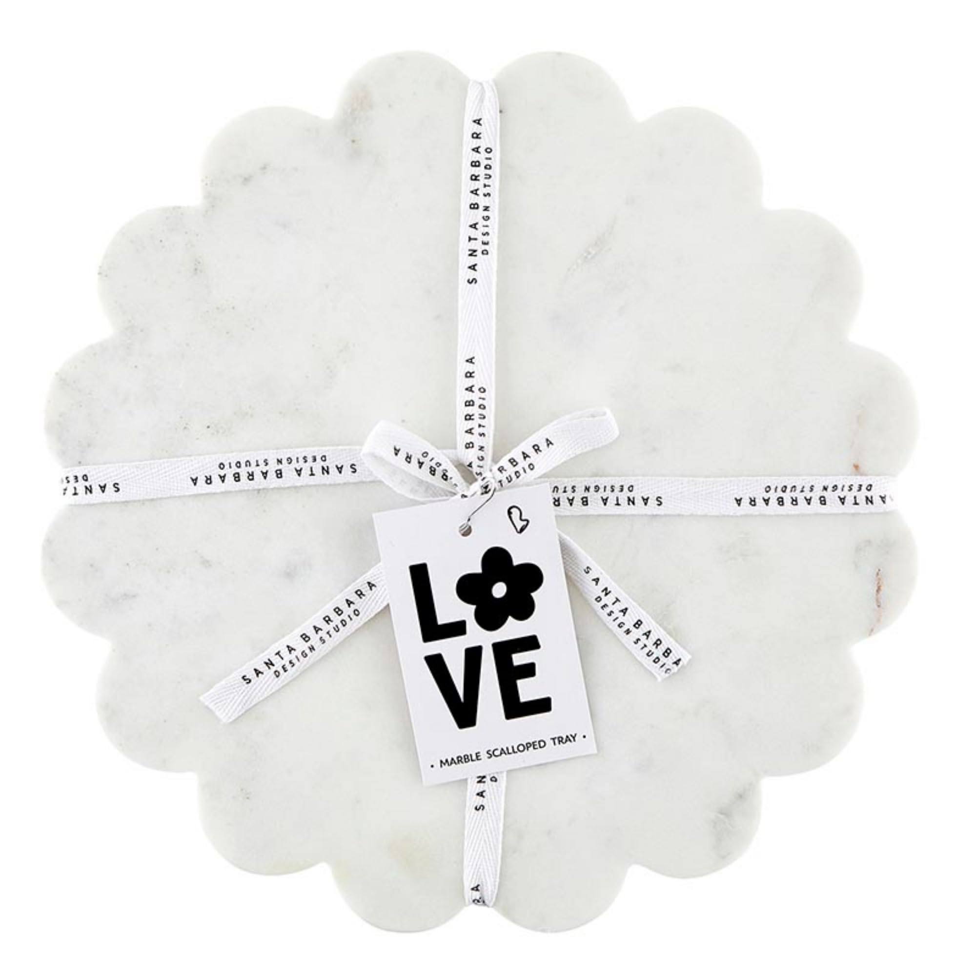 Santa Barbara Design Studio marble charcuterie board with a round scalloped edge for elegant entertaining.