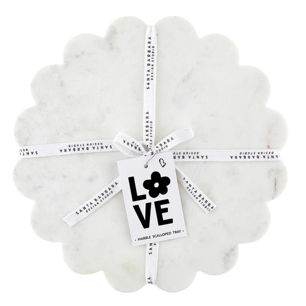 Santa Barbara Design Studio marble charcuterie board with a round scalloped edge for elegant entertaining.