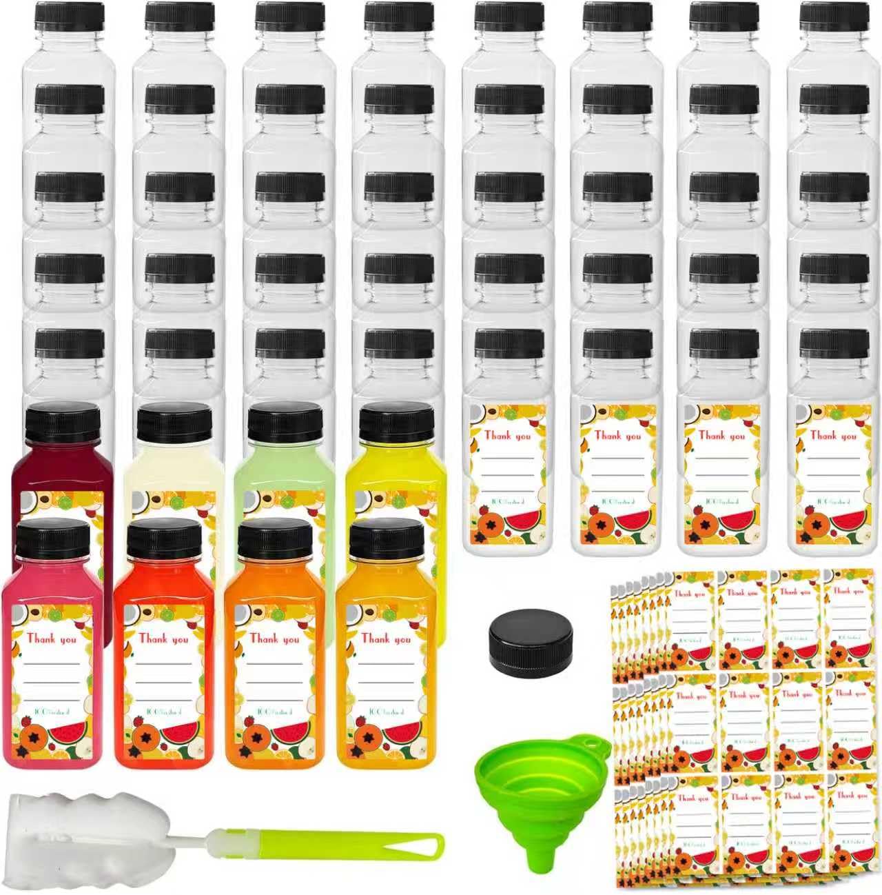 Sanyuanzhou 48pcs 8oz bottle set with caps for customizable beverages