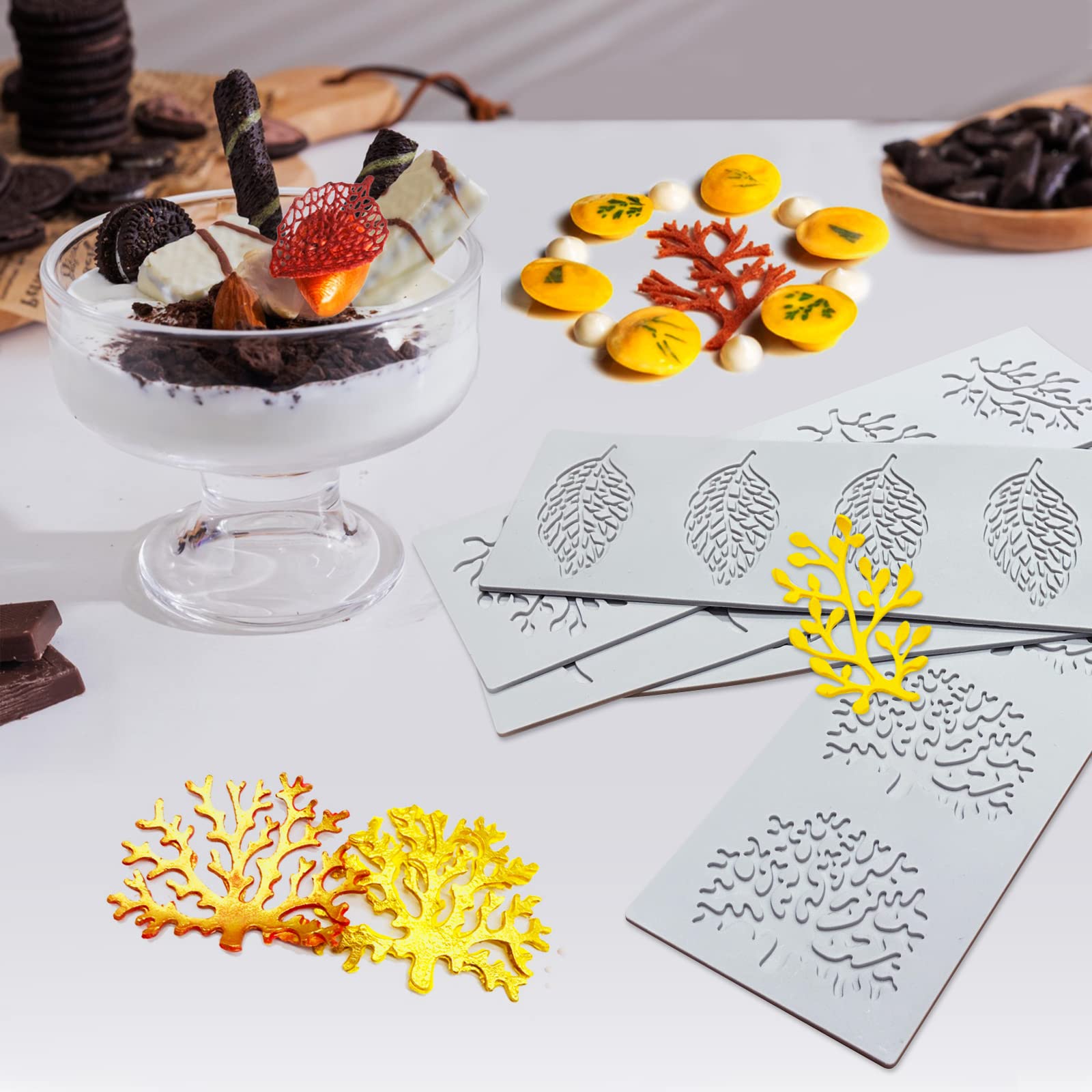 SanZaoGang leaf mold set for elegant sugarpaste decorations on cakes.