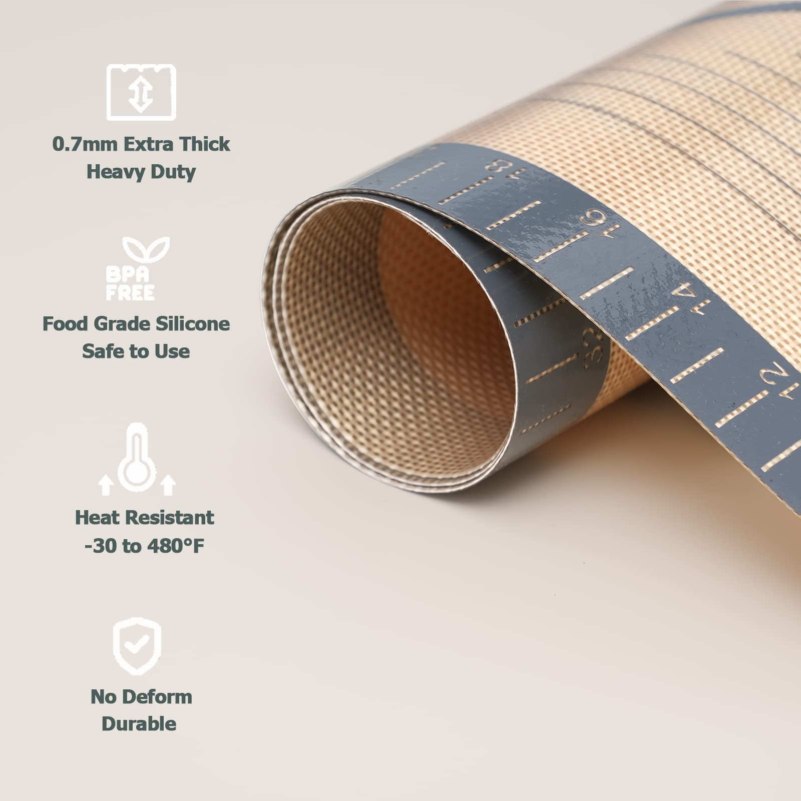 Sapid dishwasher-safe pastry mat cleans quickly after use