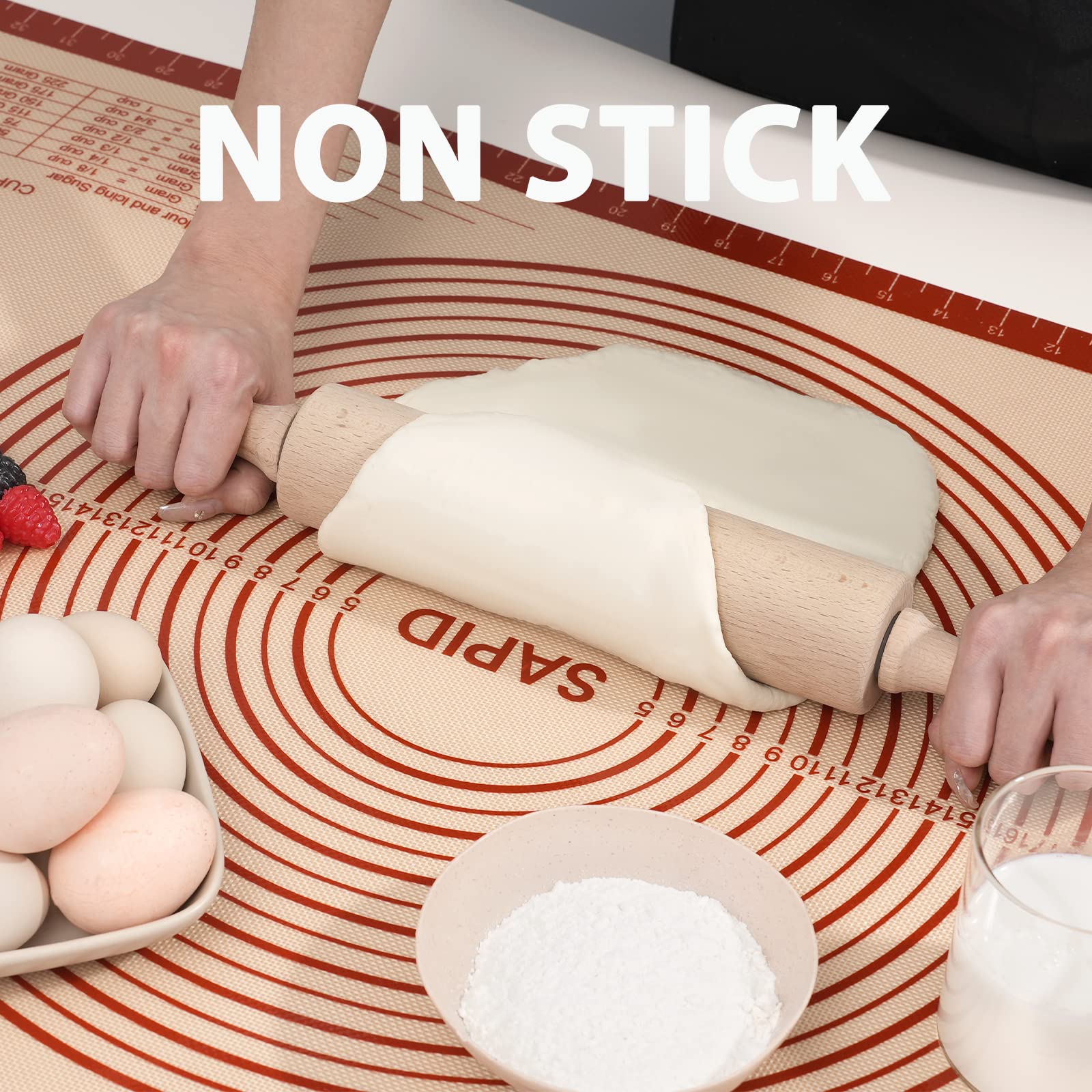 Sapid dishwasher-safe silicone mat is easy to clean after baking.