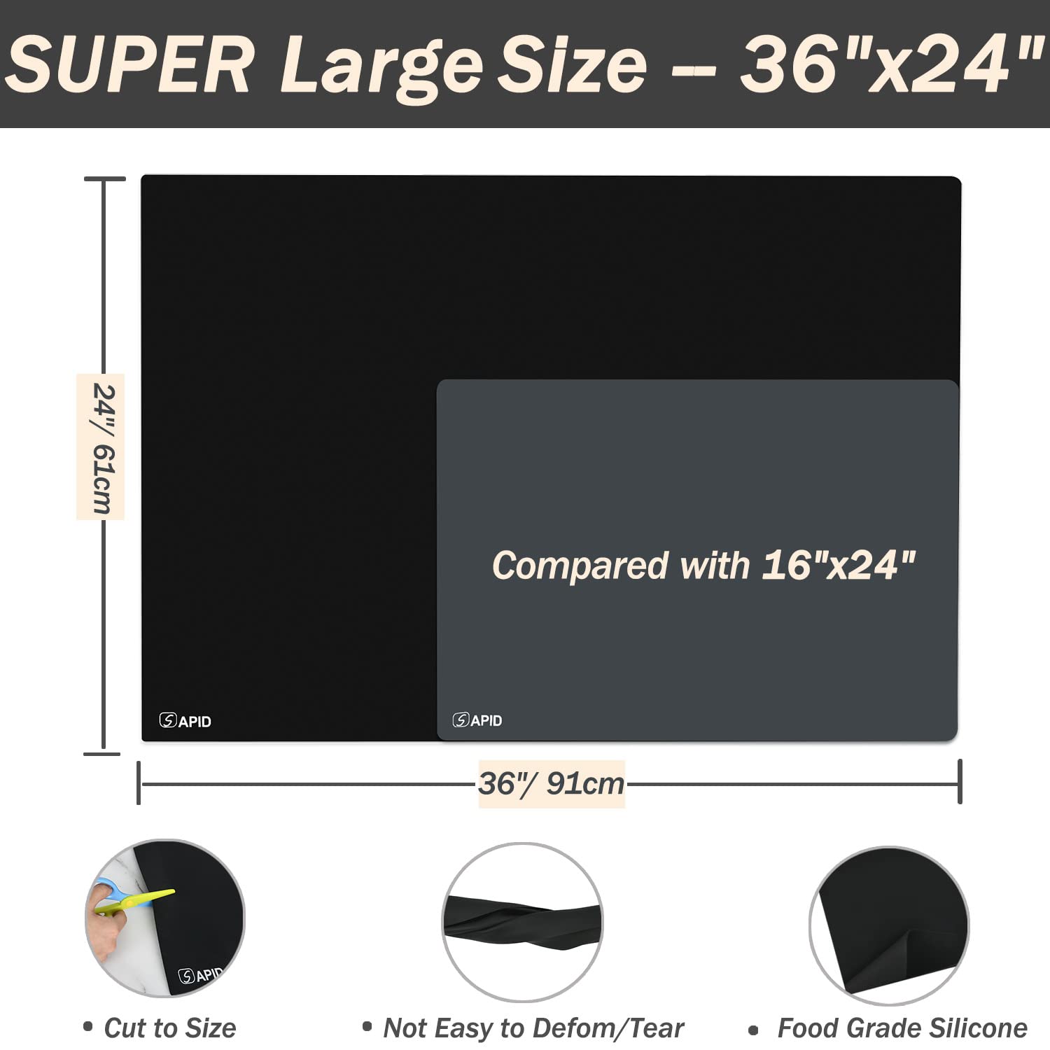 SAPID heat-resistant silicone mat placed under kitchen appliance for protection