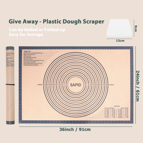 Sapid pastry mat with grid measurements for precise dough sizing.