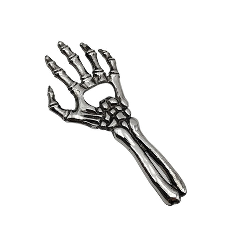 Sarcidery skeleton bottle opener in silver with 6-inch leverage for quick cap removal.