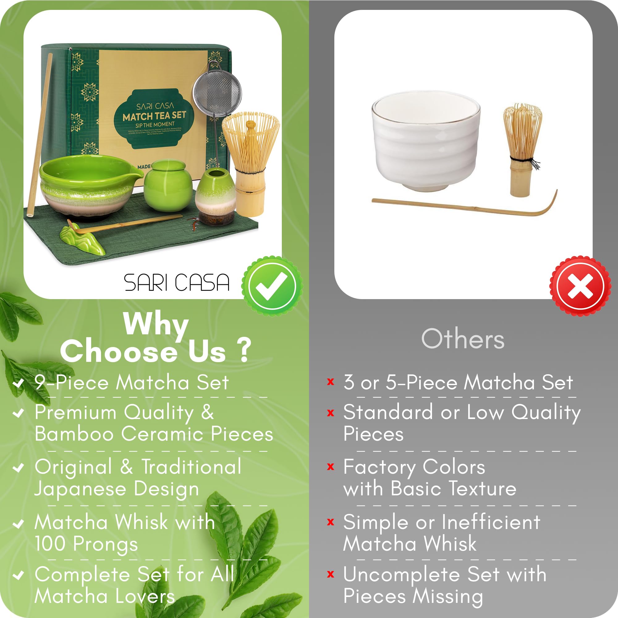 SARI CASA bamboo matcha whisk in action for creamy froth