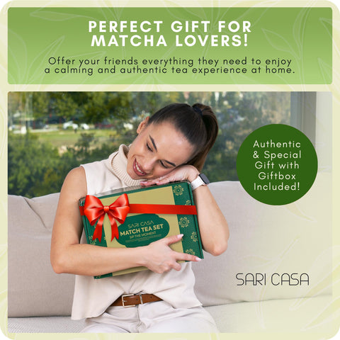 SARI CASA gift-ready matcha set in elegant packaging