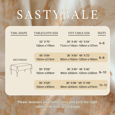 SASTYBALE fits standard 52 x 70 inch rectangle tables
