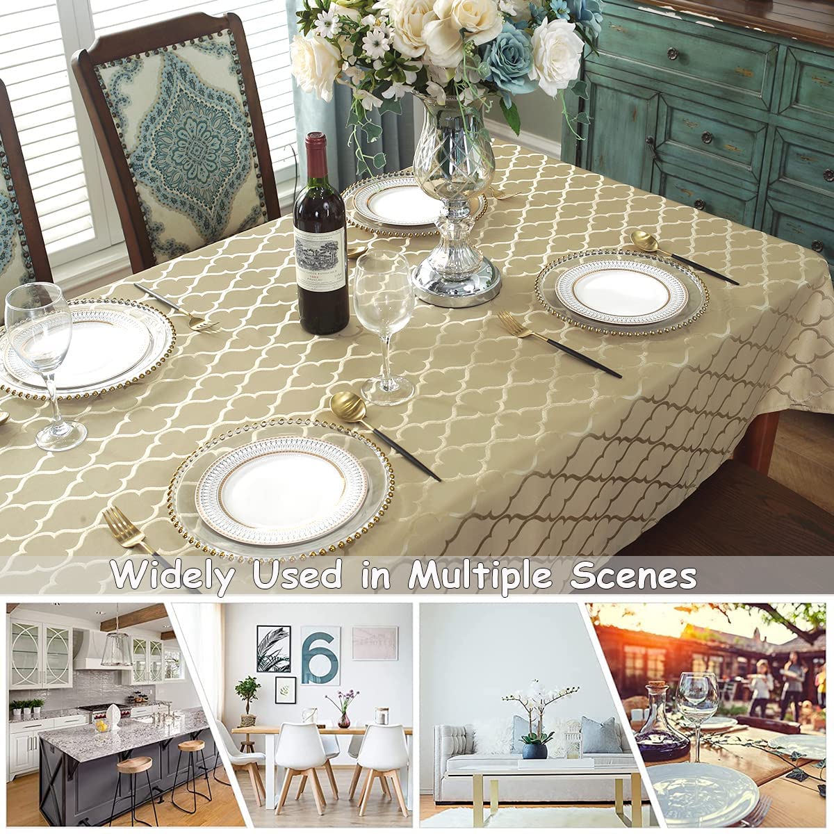 SASTYBALE easy-care tablecloth cleans with a damp cloth.