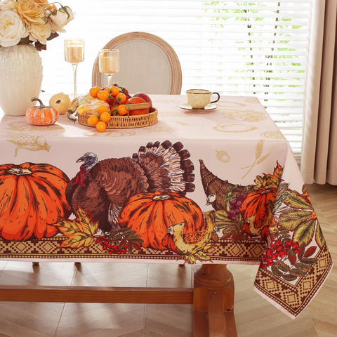 SASTYBALE fall tablecloth with turkey and cornucopia design for autumn gatherings
