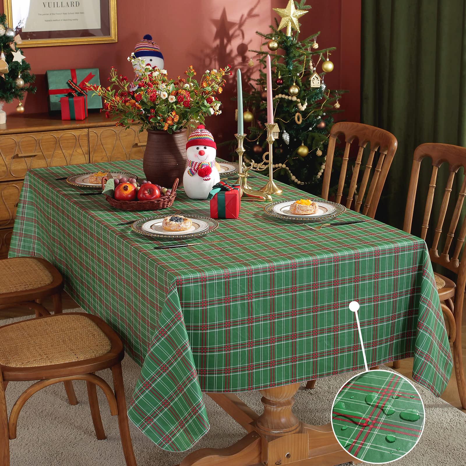 SASTYBALE flannel-backed tablecloth adds surface protection and stability