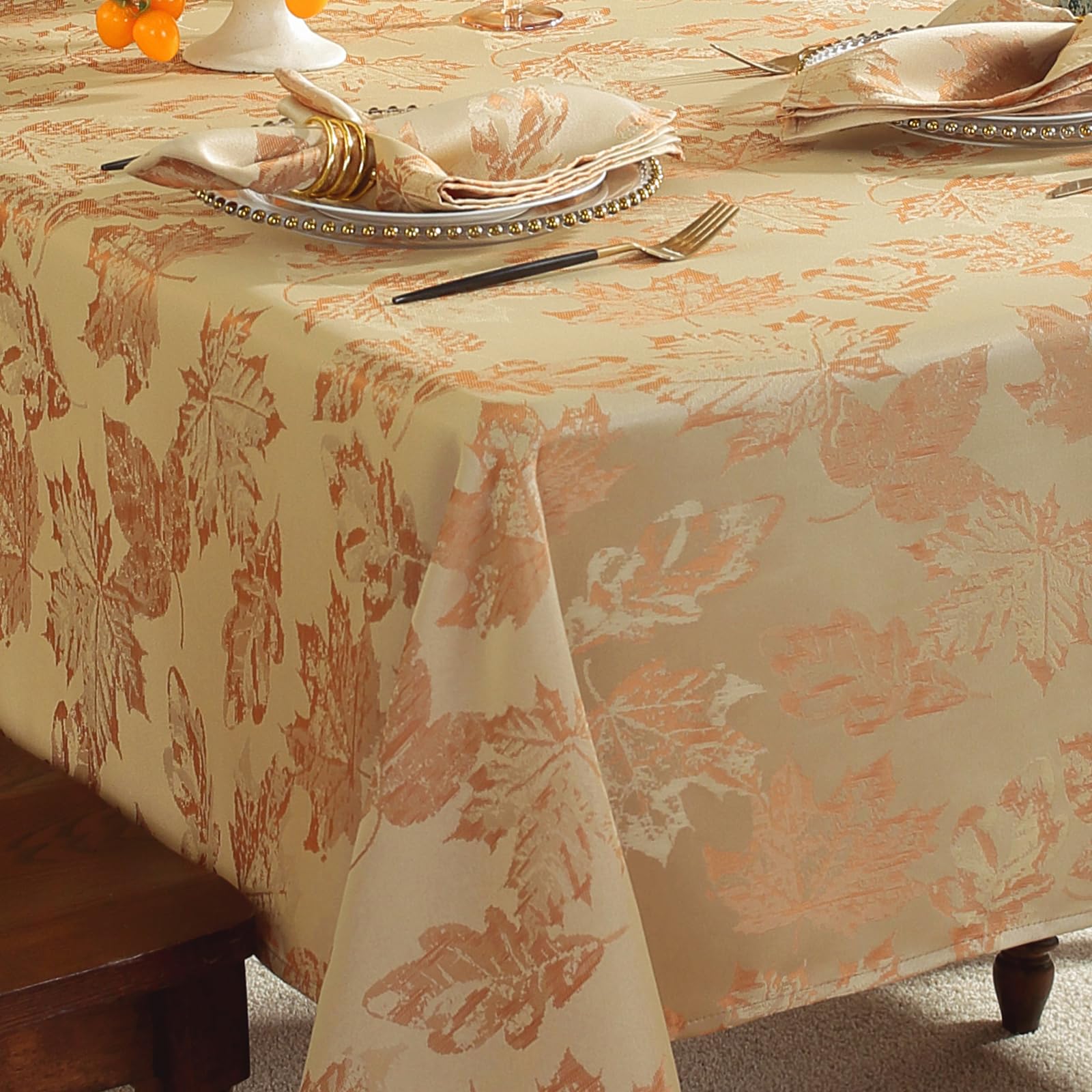 SASTYBALE maple leaves damask tablecloth enhances autumn decor and festive meals