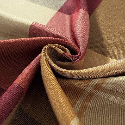 Folded edge detail of the SASTYBALE red square tablecloth