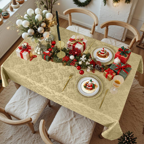 SASTYBALE gold jacquard tablecloth ideal for weddings and parties.
