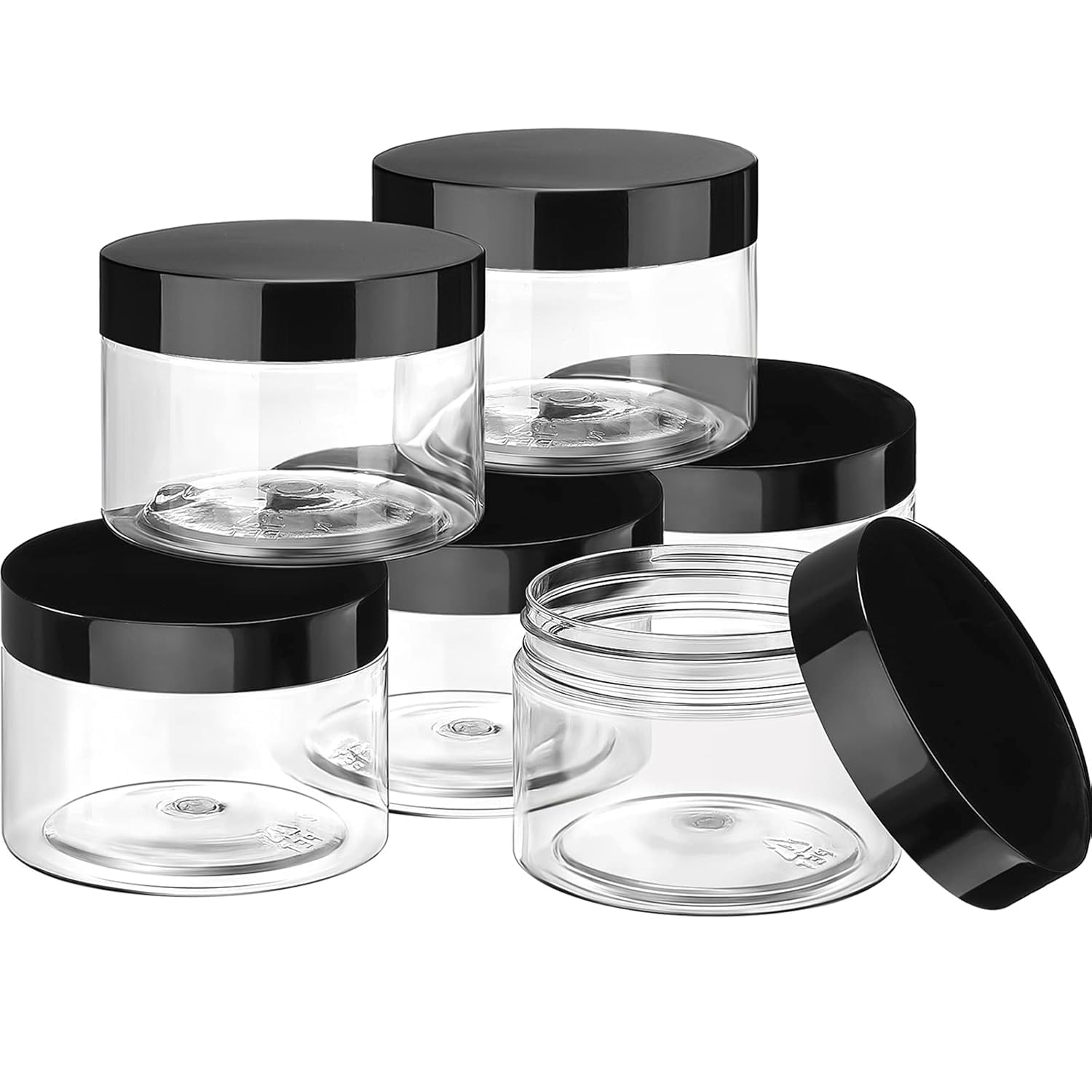 SATINIOR 6-pack 8 oz wide-mouth jars with black lids for travel storage