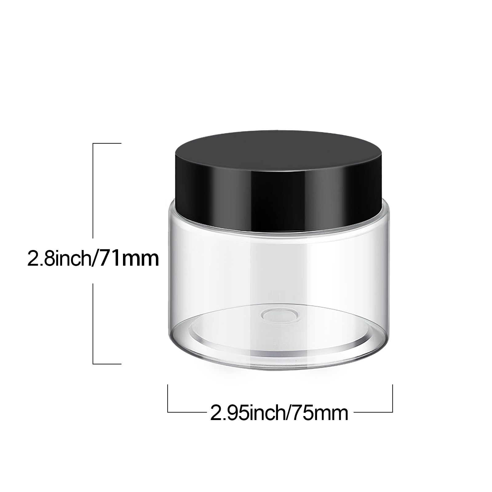 SATINIOR clear PET jar with lid for cosmetics and crafts organization