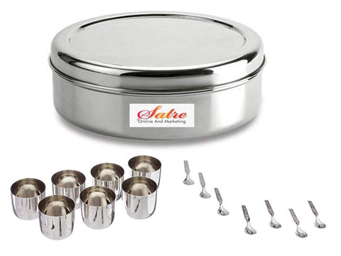 Satre spice box with spoons enhances kitchen organization and usability.