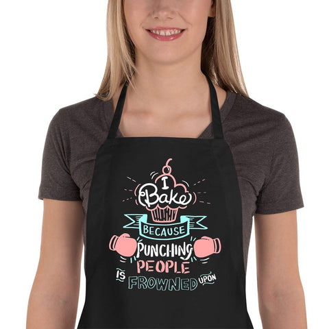 Saukore funny baking apron front view adds cheer during cooking.