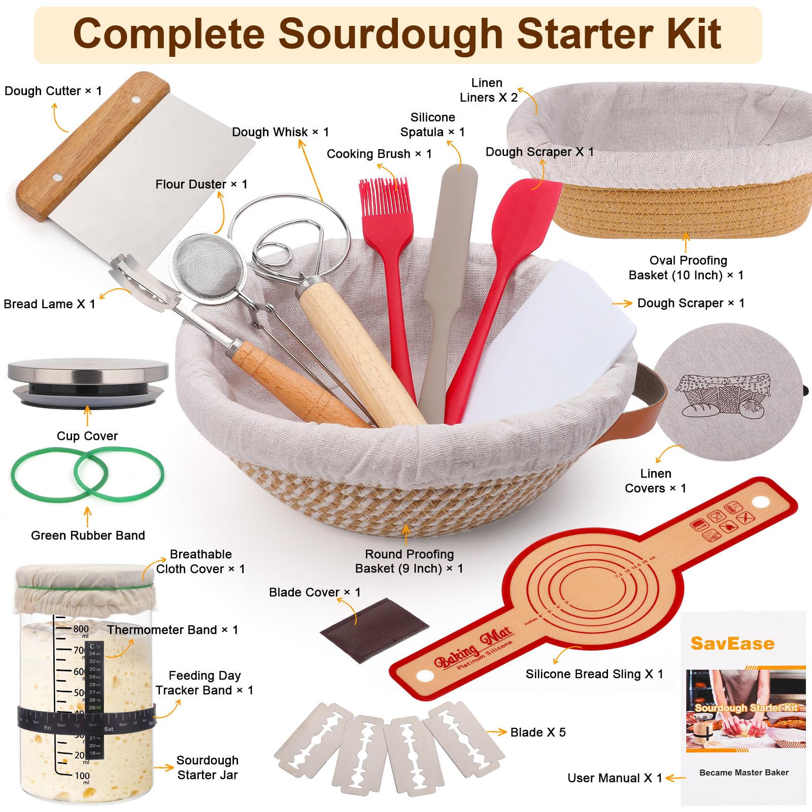 SavEase oval proofing basket 10-inch for defined scoring and even fermentation