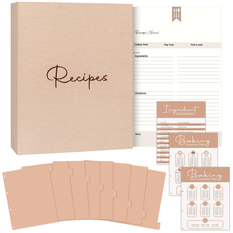 SAVI Co fabric cover recipe organizer with durable design for family recipes.