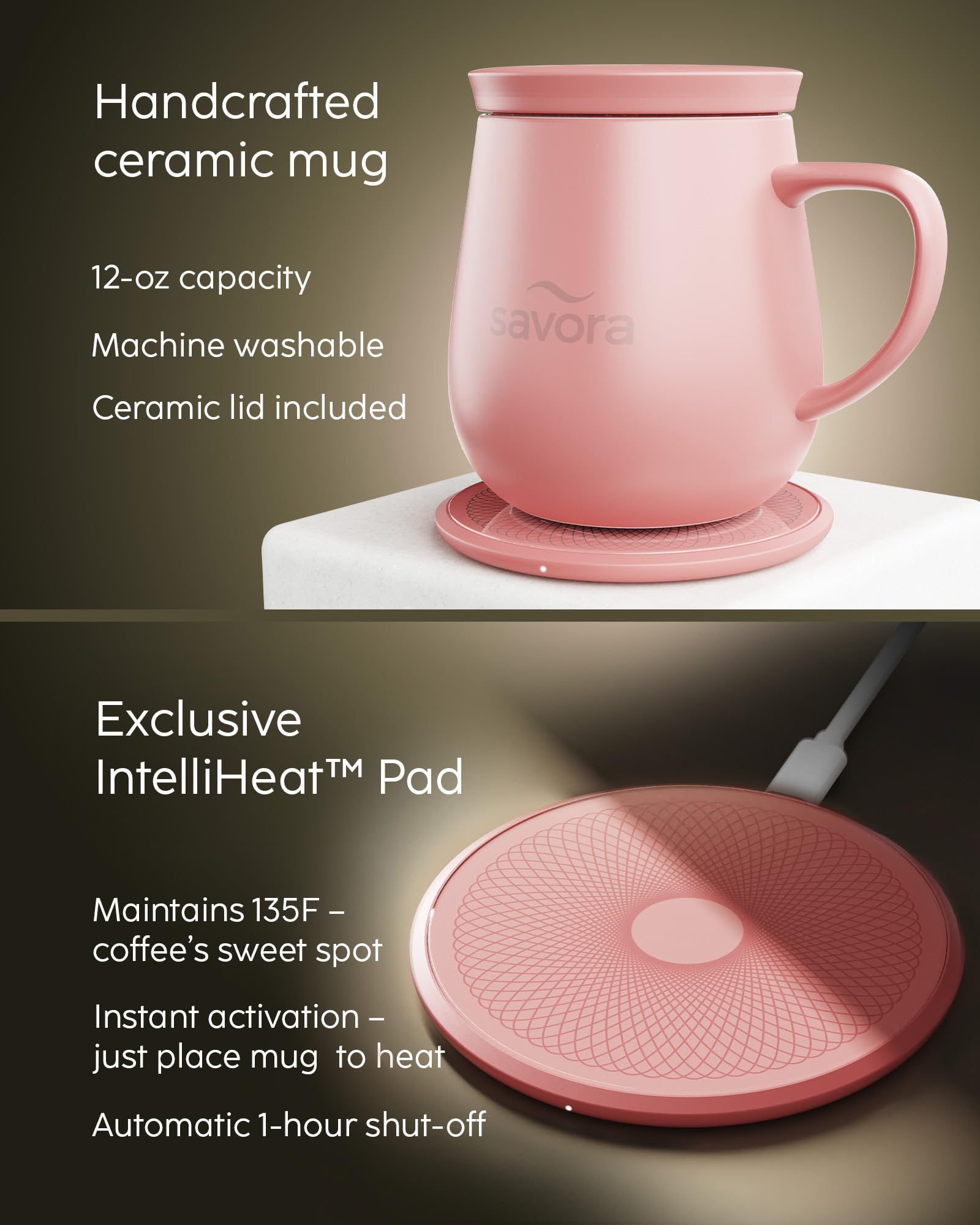 Savora USB-C adapter powers the heated mug for quick charging