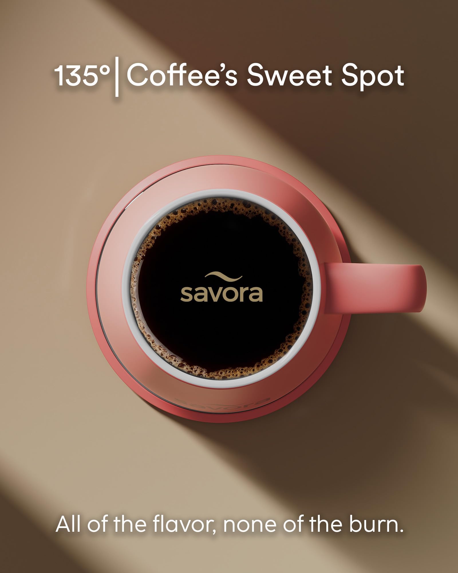 Savora breathing LED indicator signals temperature stability during use