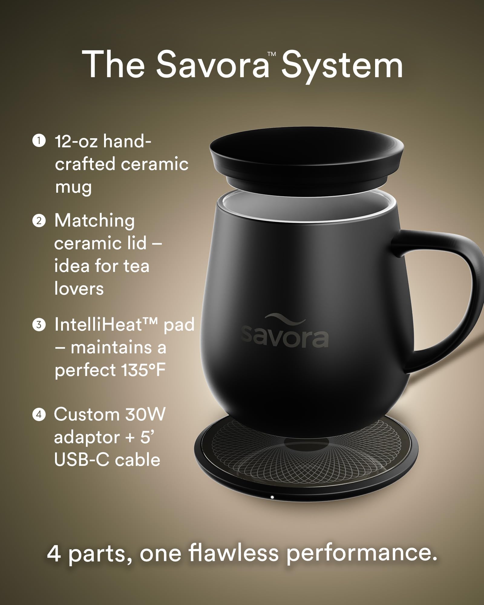 Savora dusty rose and charcoal gray mugs show color options for tea or coffee.