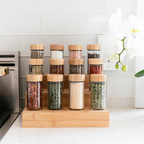 Savvy & Sorted bamboo lids closeup showing natural seal for freshness.