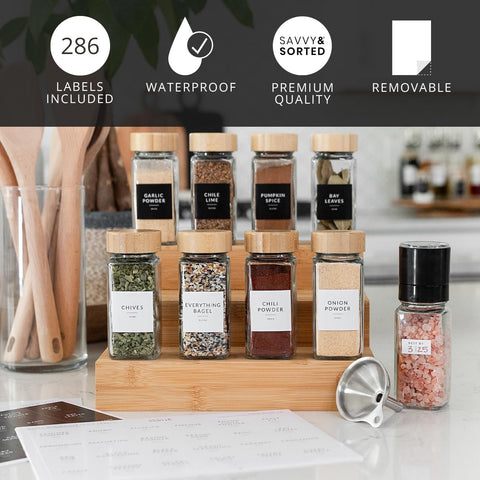Bamboo lids on jars provide secure seal and natural look