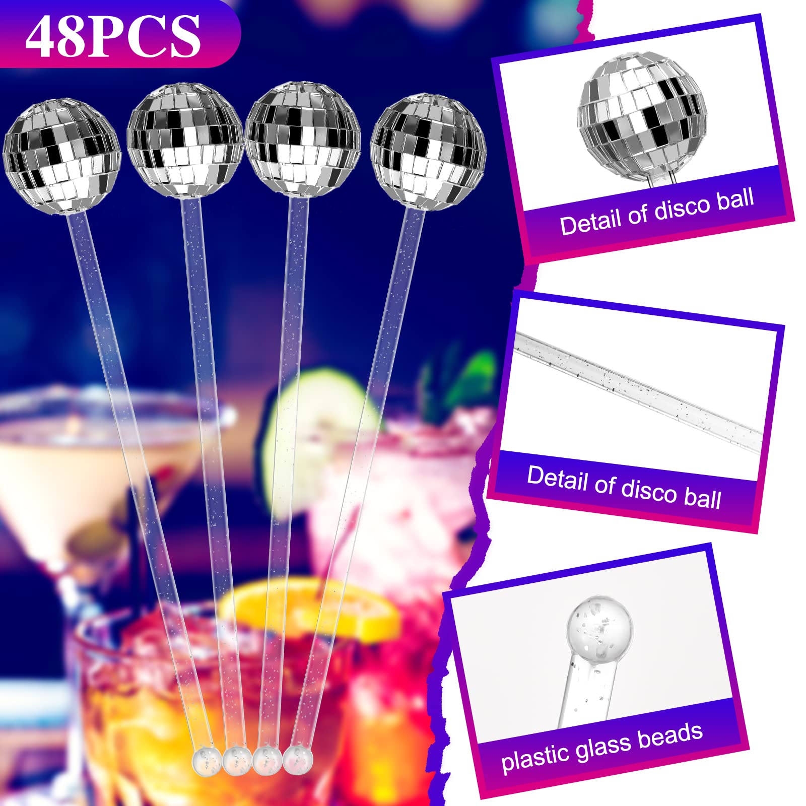 Sawysine disco ball stirrer measures 7.87 inches for standard cups.