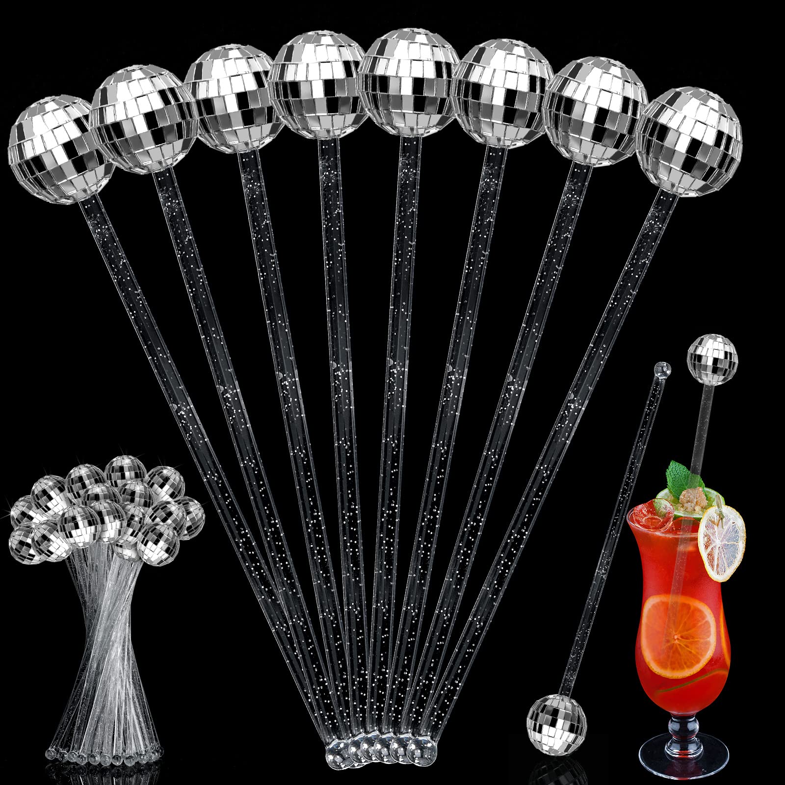 Sawysine disco ball stirrers ideal for bars, cafes, and home parties.