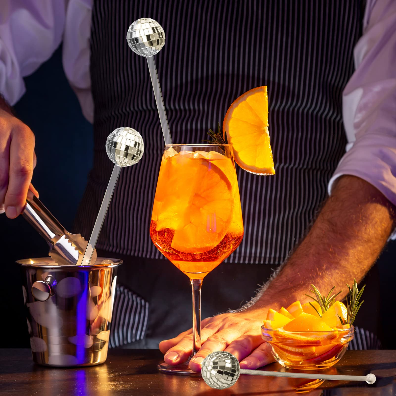 Sawysine disco ball stirrers suitable for coffee cups and stirring beverages.