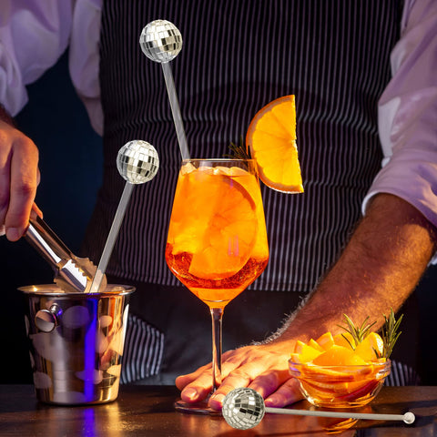 Sawysine disco ball stirrers suitable for coffee cups and stirring beverages.