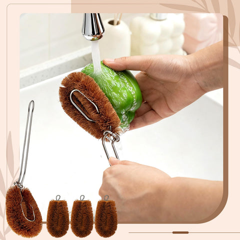 Sawysine Tawashi coconut coir bristles close-up show natural cleaning power.