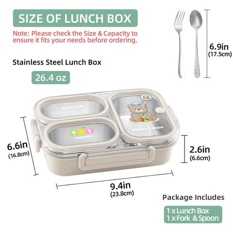SAYAPE beige travel lunch box ideal for school, work, or trips.