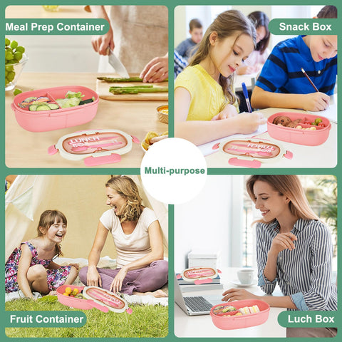 SAYAPE Bento Box pink lid with silicone seal prevents leaks during transport.
