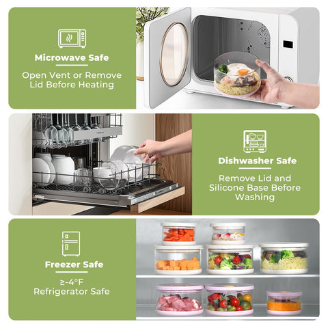 SAYAPE stackable glass containers for salad, ramen, and leftovers, saving kitchen space.