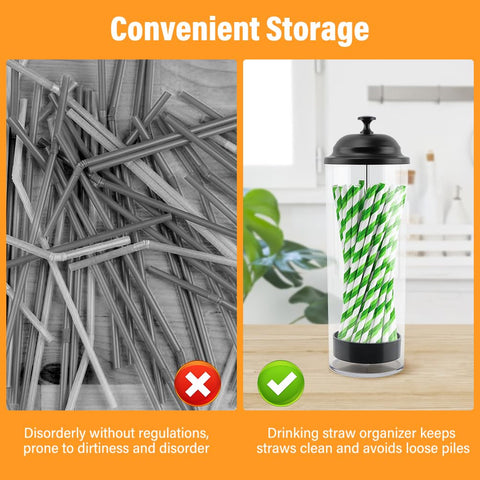 Saycker countertop straw storage on a counter keeps the kitchen neat and accessible.