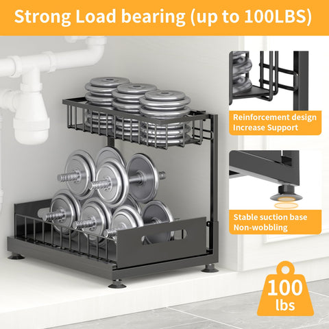 Saydear under-sink organizer dimensions 14.2 by 10.6 by 14.2 inches.