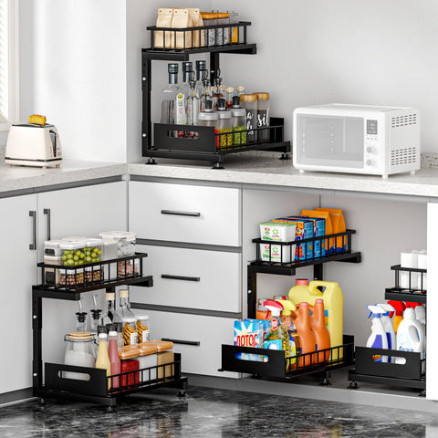 Saydear heavy-duty metal frame supports detergents and toiletries.