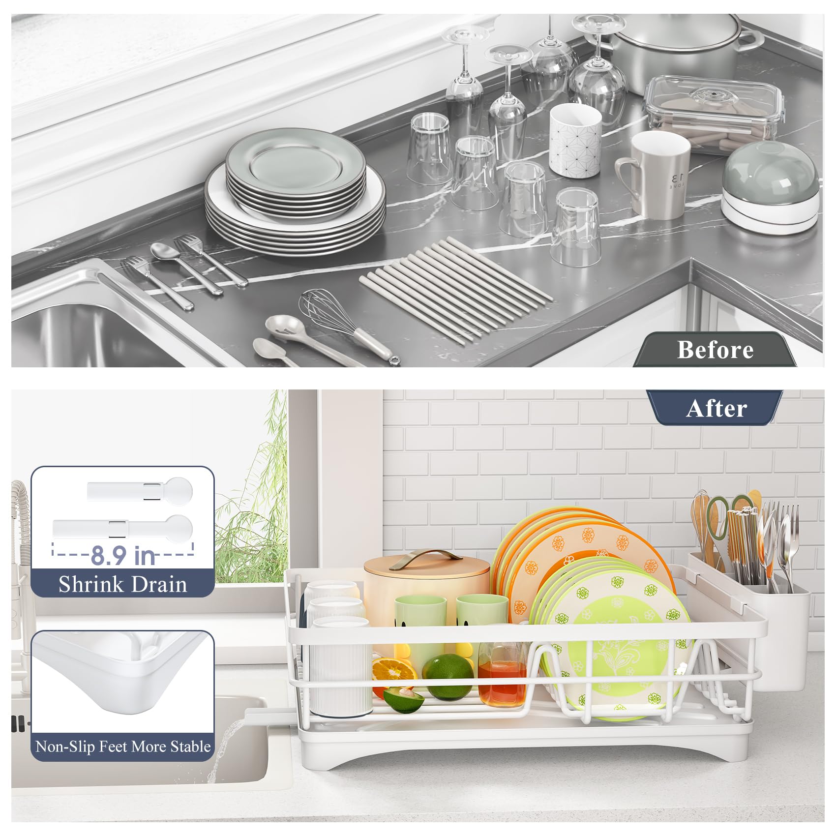 SayZH dish rack easy to assemble without tools for quick setup