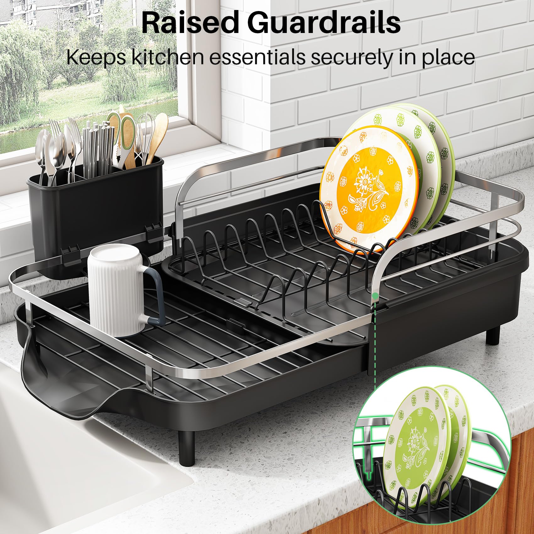 SAYZH utensil-holder section sorts and ventilates cutlery for quicker drying.