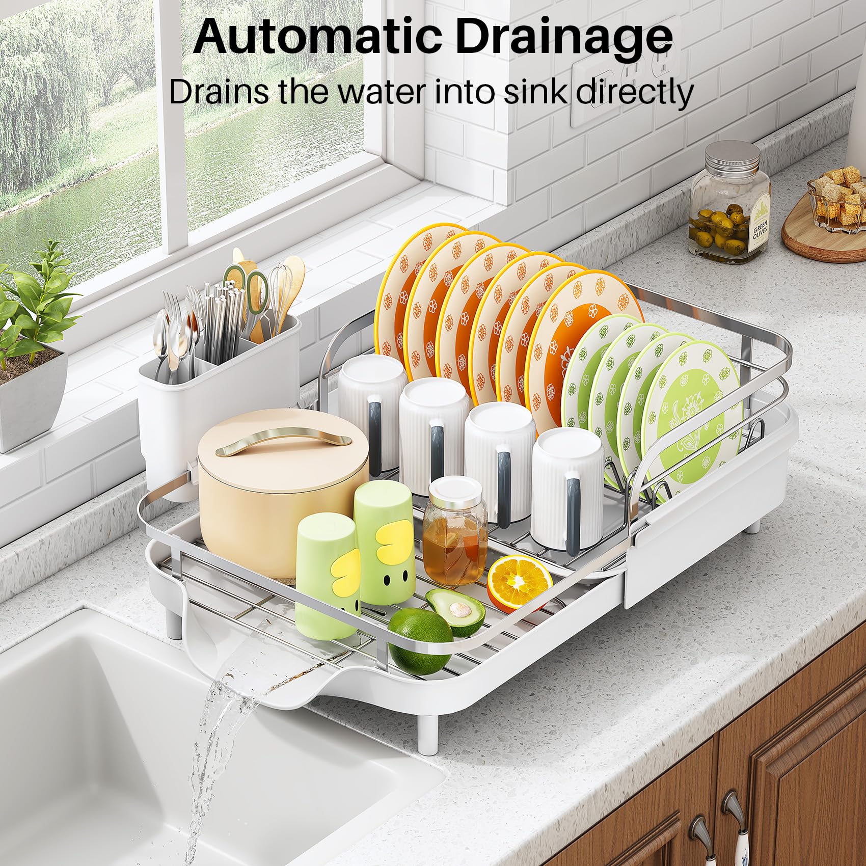 SayZH detachable utensil holder with three compartments for organized drying