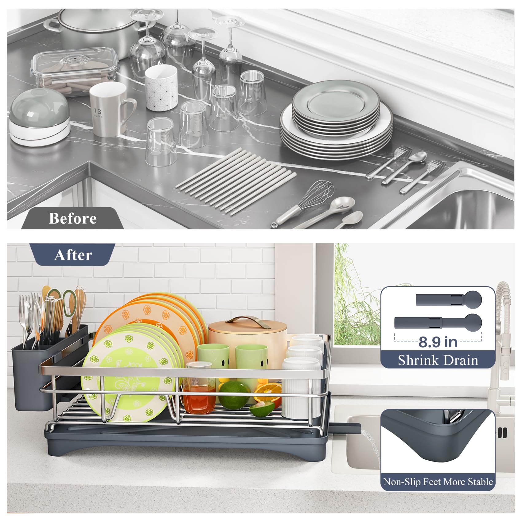 SAYZH cutlery holder nearby keeps spoons and forks organized.