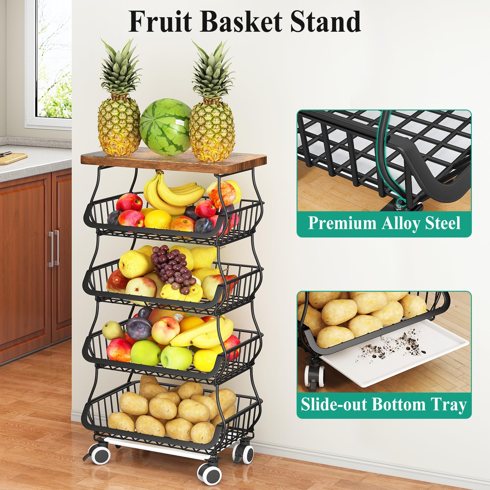 SayZH kitchen organizer on wheels for easy moving and cleaning