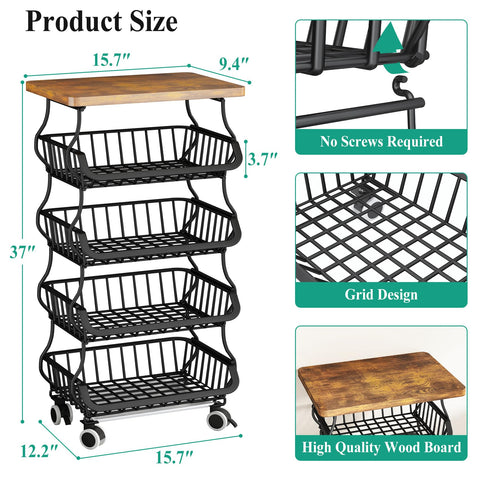 SayZH kitchen pantry cart on wheels simplifies daily organization